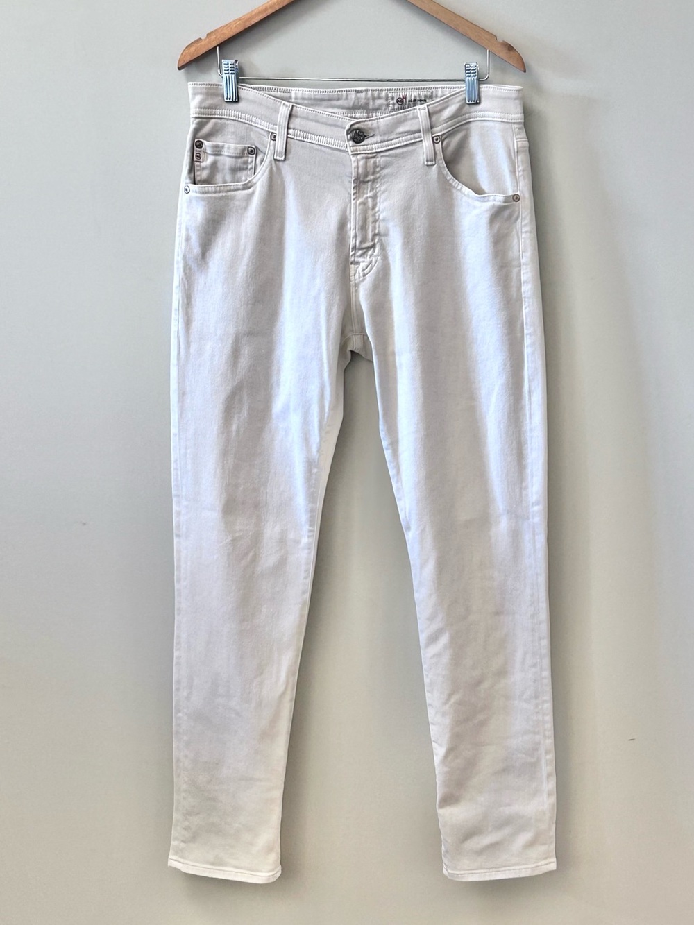 AG Graduate Cloud Soft Denim Jean Slim Straight Tailored Natural Ivory Men 33x33
